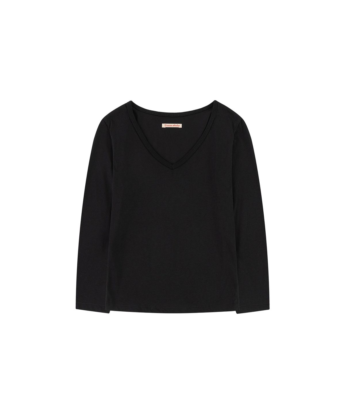 반원 아틀리에(VANONE ATELIER) A3596 브이넥 쓰리 쿼터 슬리브_Black