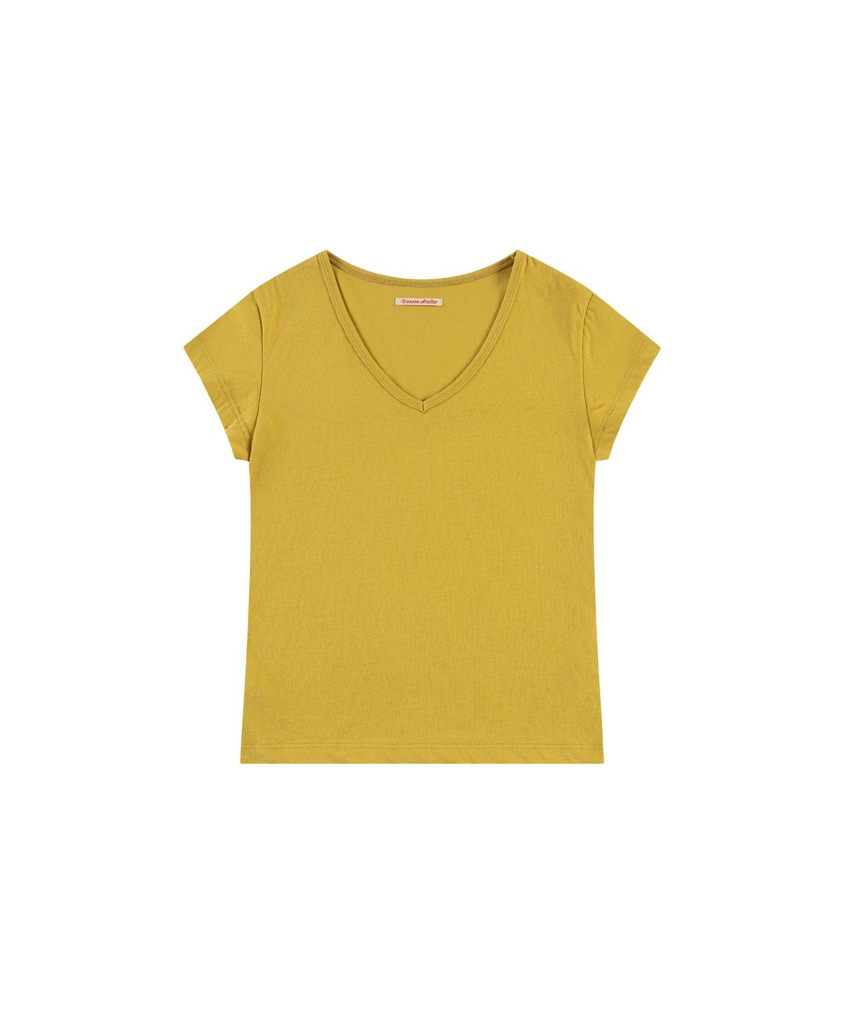 반원 아틀리에(VANONE ATELIER) A3597 에센셜 V넥 티셔츠_Mustard yellow