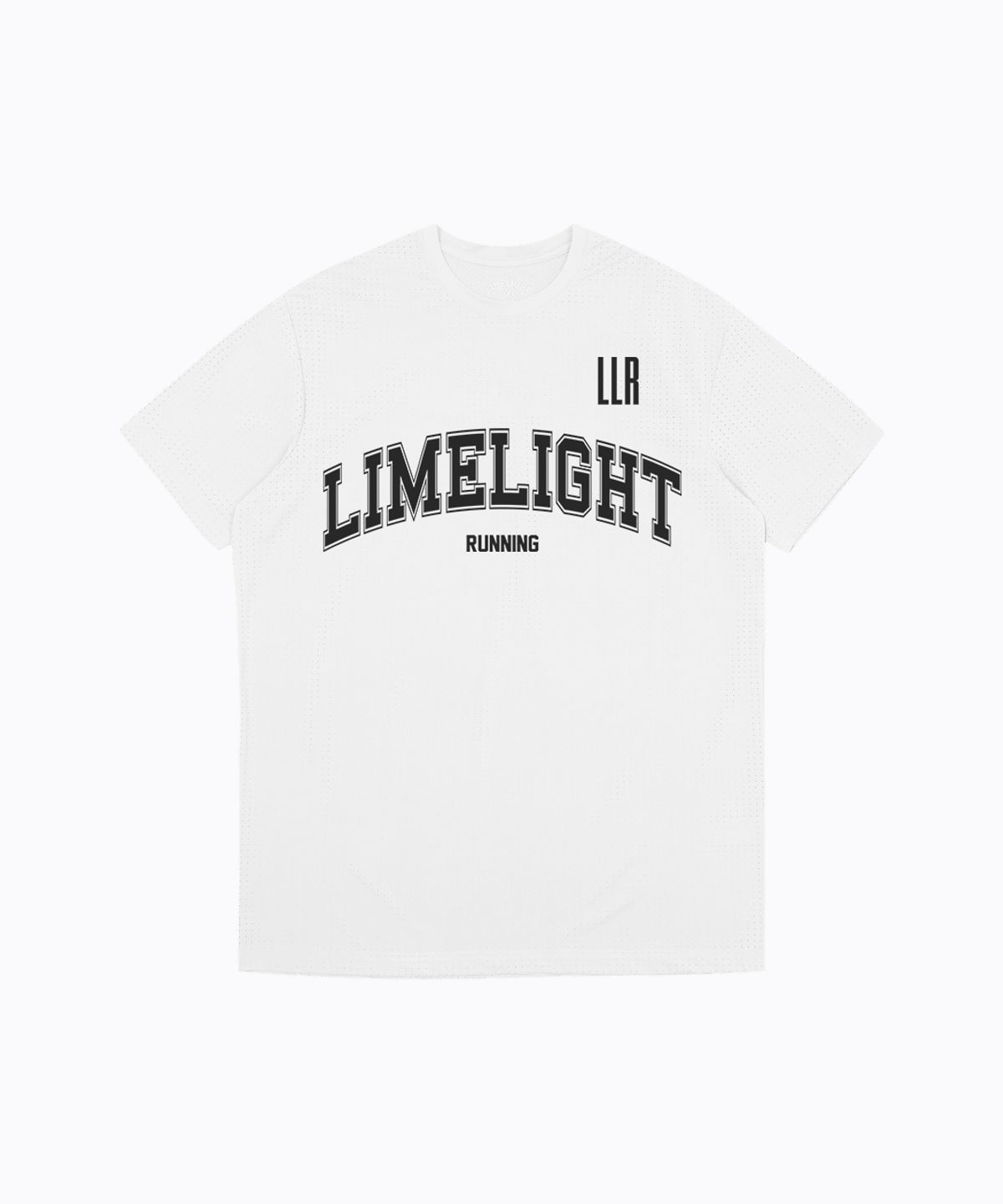라임라잇 어패럴(LIMELIGHT APPAREL) LLR 아치 로고 러닝 티셔츠 (화이트/블랙)