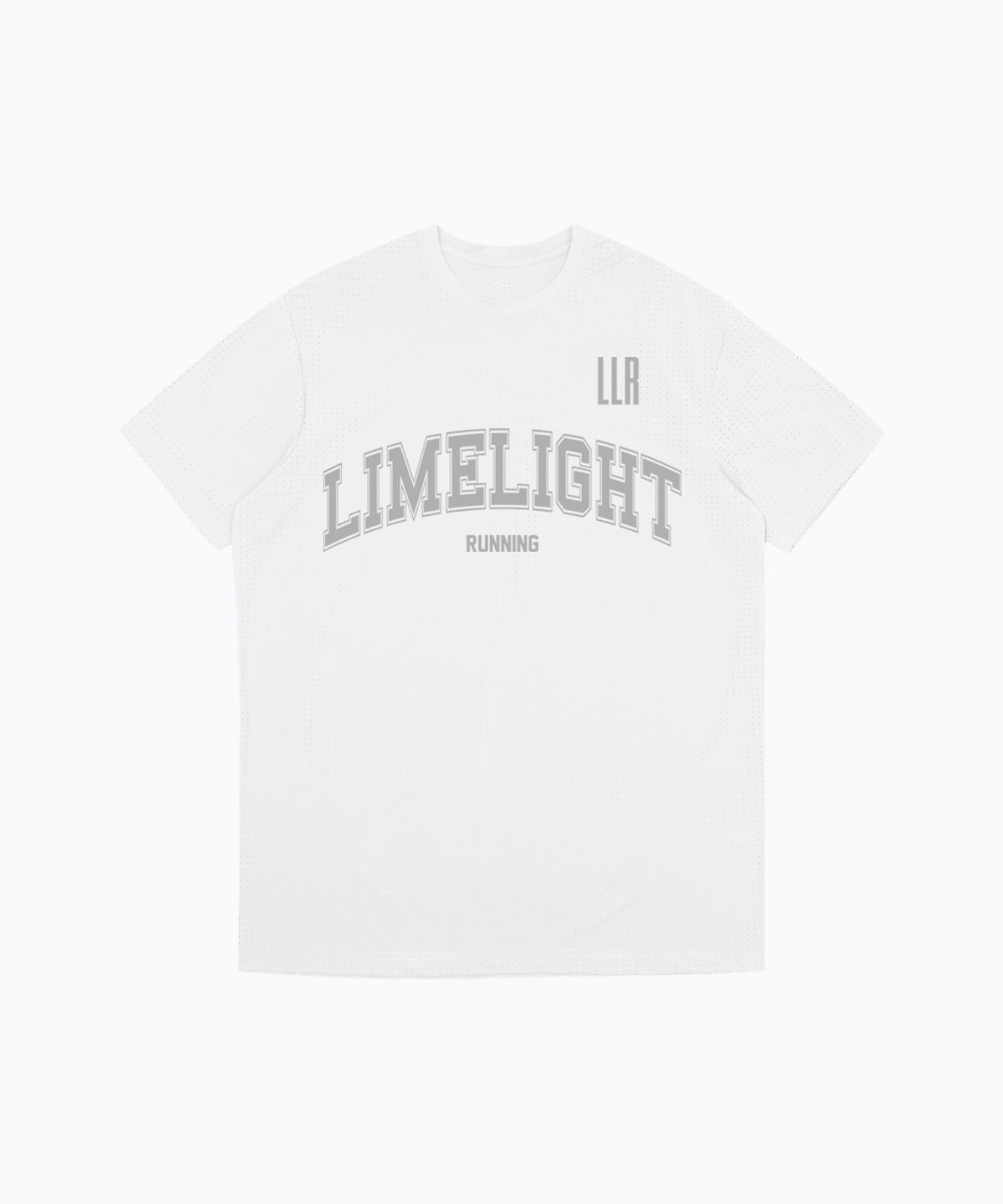 라임라잇 어패럴(LIMELIGHT APPAREL) LLR 아치 로고 러닝 티셔츠 (화이트/그레이)