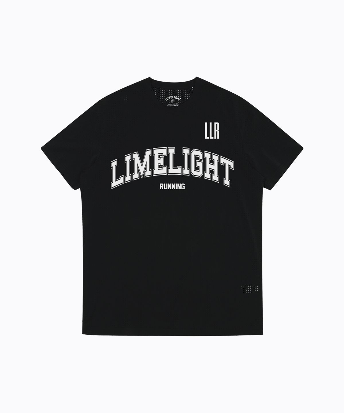 라임라잇 어패럴(LIMELIGHT APPAREL) LLR 아치 로고 러닝 티셔츠 (블랙/화이트)
