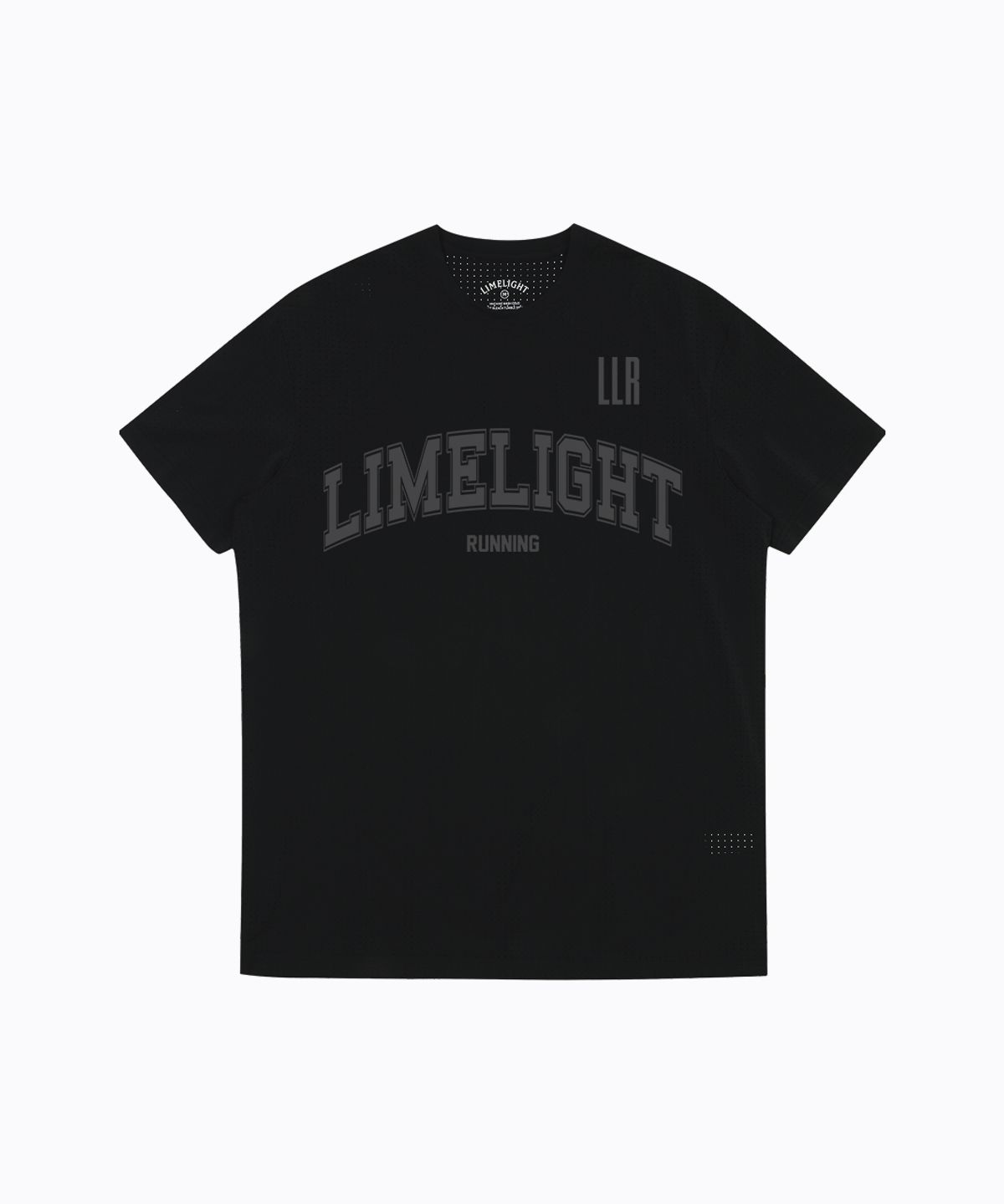 라임라잇 어패럴(LIMELIGHT APPAREL) LLR 아치 로고 러닝 티셔츠 (블랙/그레이)