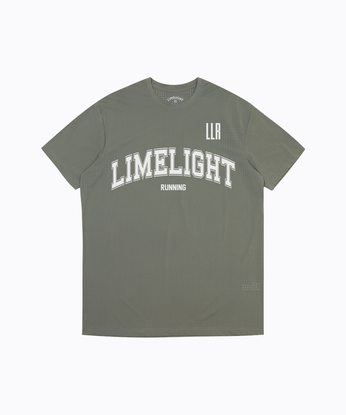 라임라잇 어패럴(LIMELIGHT APPAREL) LLR 아치 로고 러닝 티셔츠 (세이지/화이트)