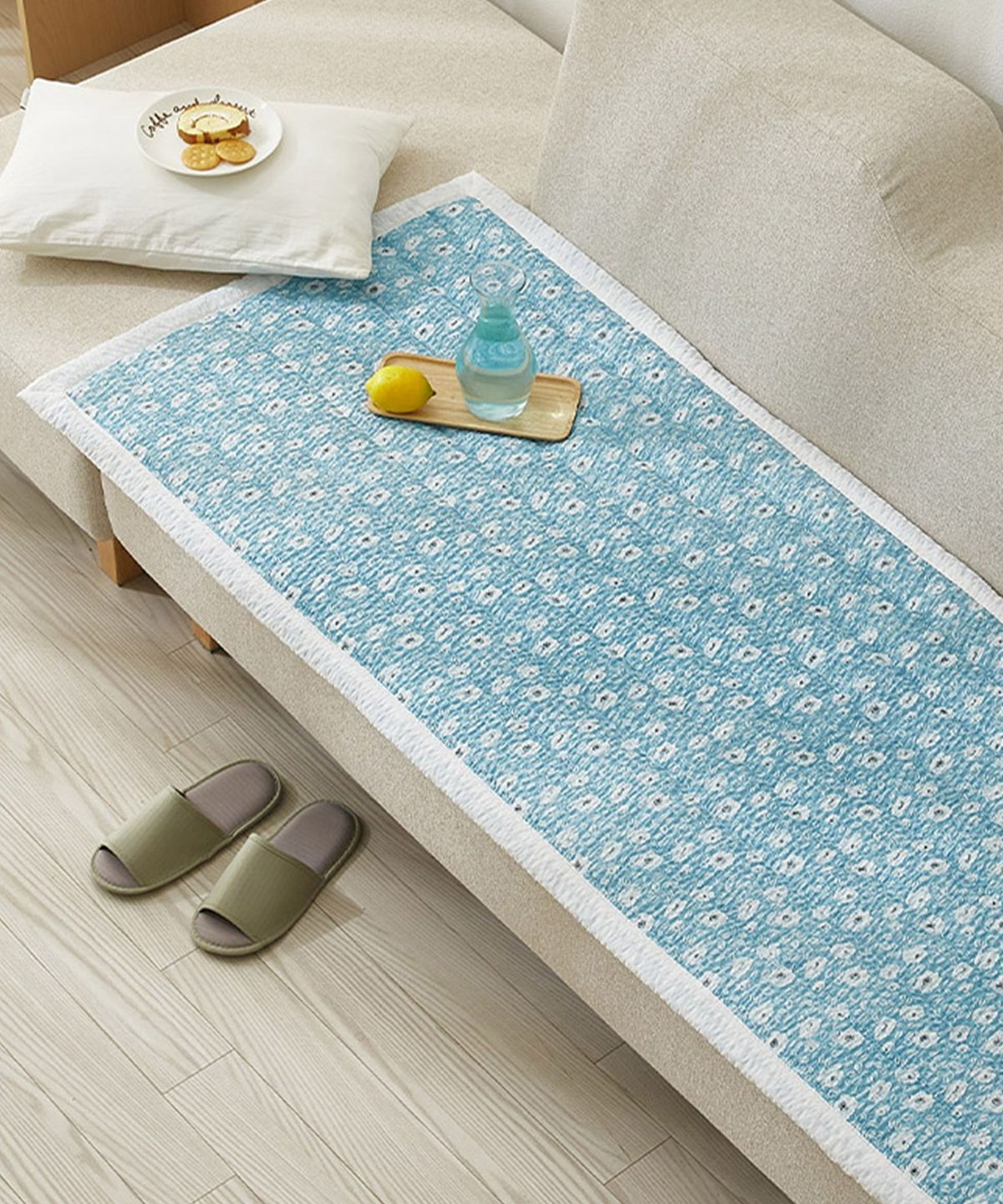 샤이닝홈(SHININGHOME) 리브린 블루미 시어서커 여름 소파패드 3단/4단 2size 2컬러