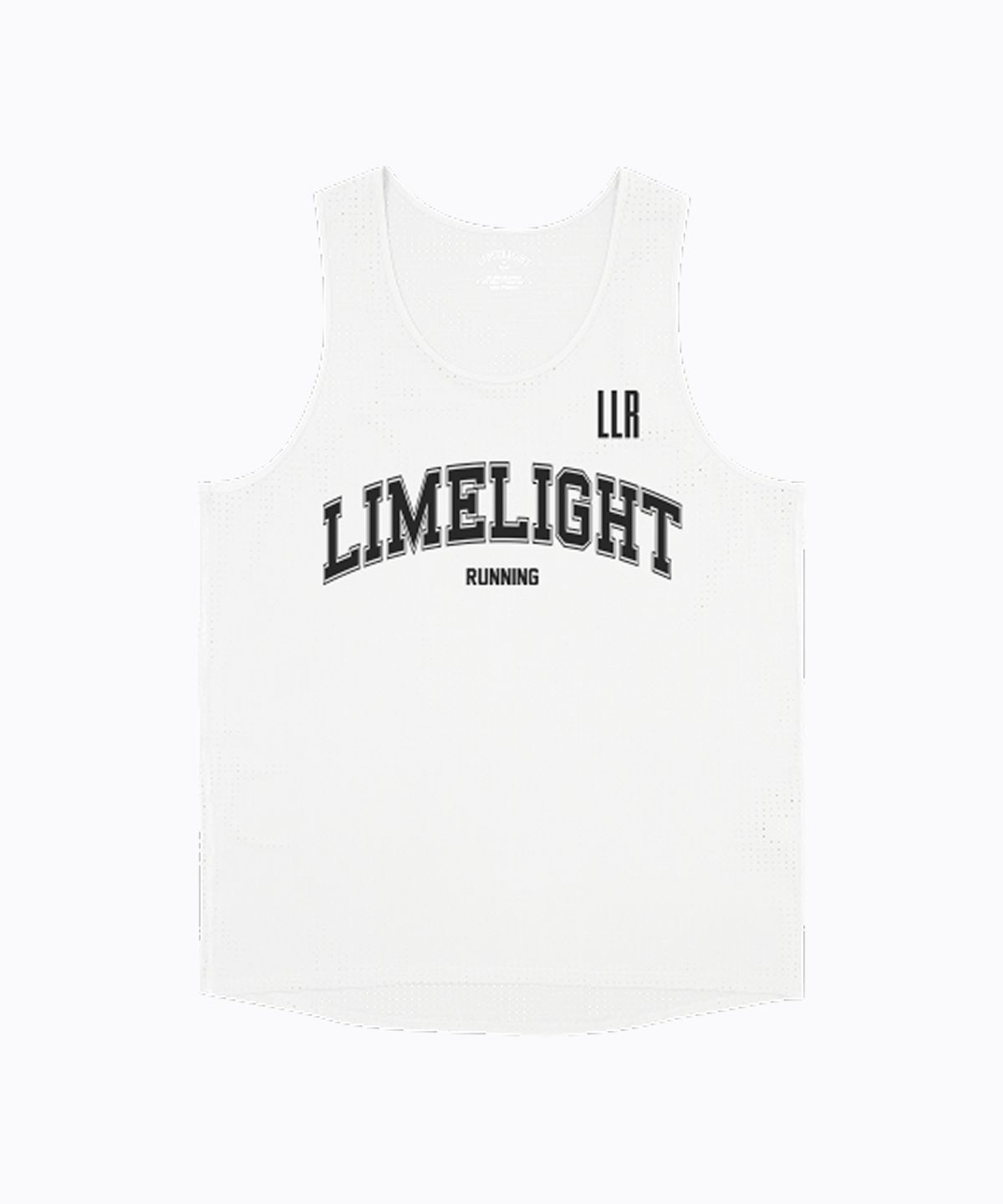 라임라잇 어패럴(LIMELIGHT APPAREL) LLR 아치 로고 러닝 슬리브리스 (화이트/블랙)
