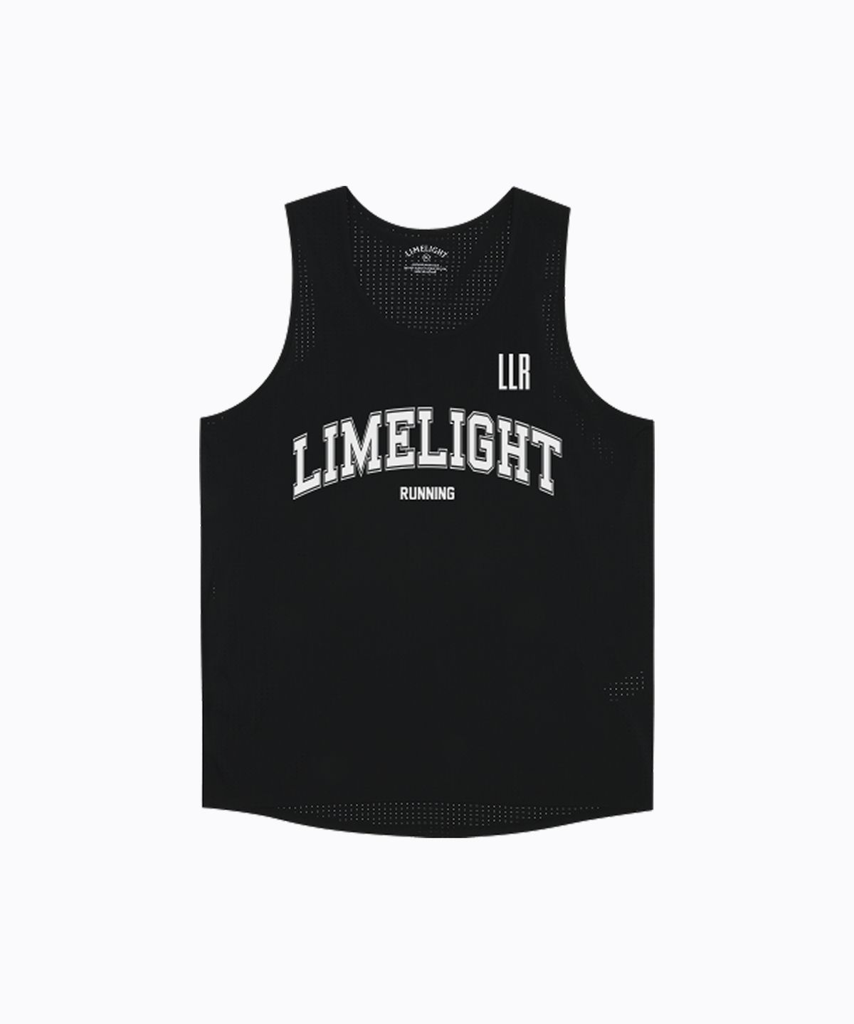 라임라잇 어패럴(LIMELIGHT APPAREL) LLR 아치 로고 러닝 슬리브리스 (블랙/화이트)