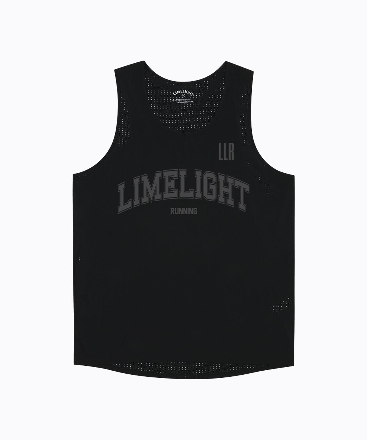 라임라잇 어패럴(LIMELIGHT APPAREL) LLR 아치 로고 러닝 슬리브리스 (블랙/그레이)