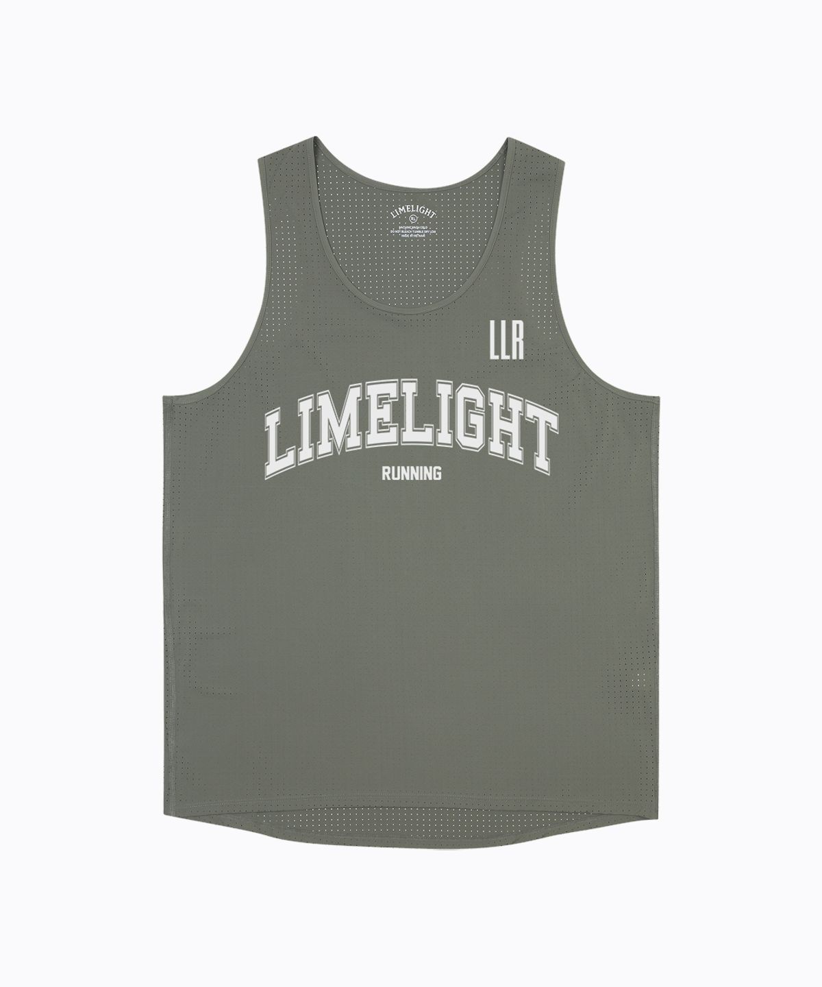 라임라잇 어패럴(LIMELIGHT APPAREL) LLR 아치 로고 러닝 슬리브리스 (세이지/화이트)