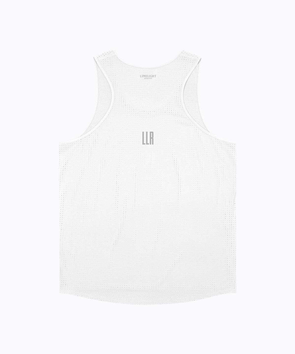 라임라잇 어패럴(LIMELIGHT APPAREL) LLR 로고 러닝 슬리브리스 (화이트/그레이)