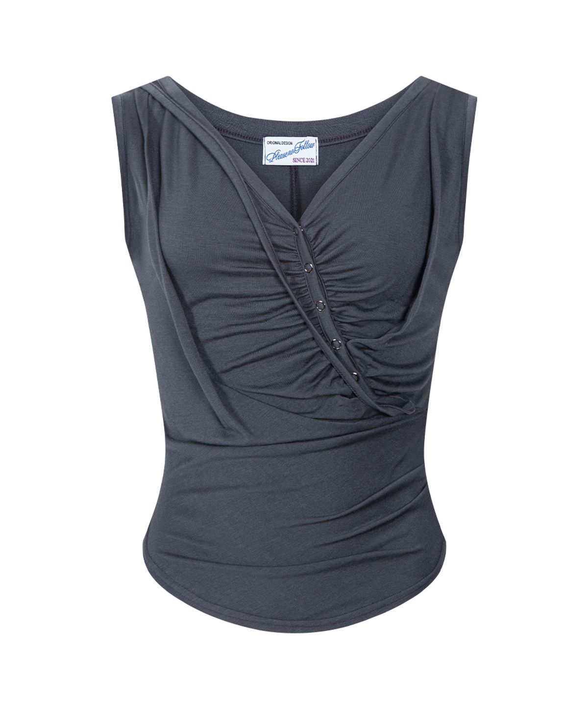 플리즈노팔로우(PLEASENOFOLLOW) Deba Sleeveless Top (Charcoal)