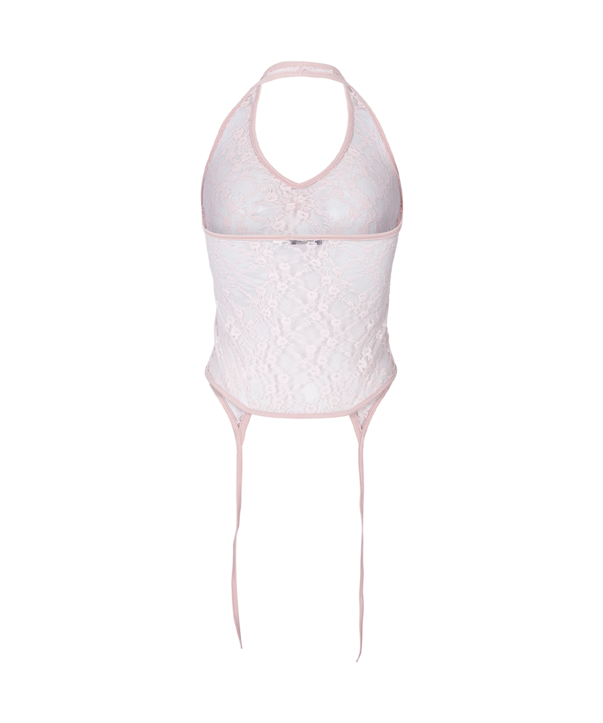 플리즈노팔로우(PLEASENOFOLLOW) Lua Garter Lace Halter Sleeveless Top (Baby Pink)
