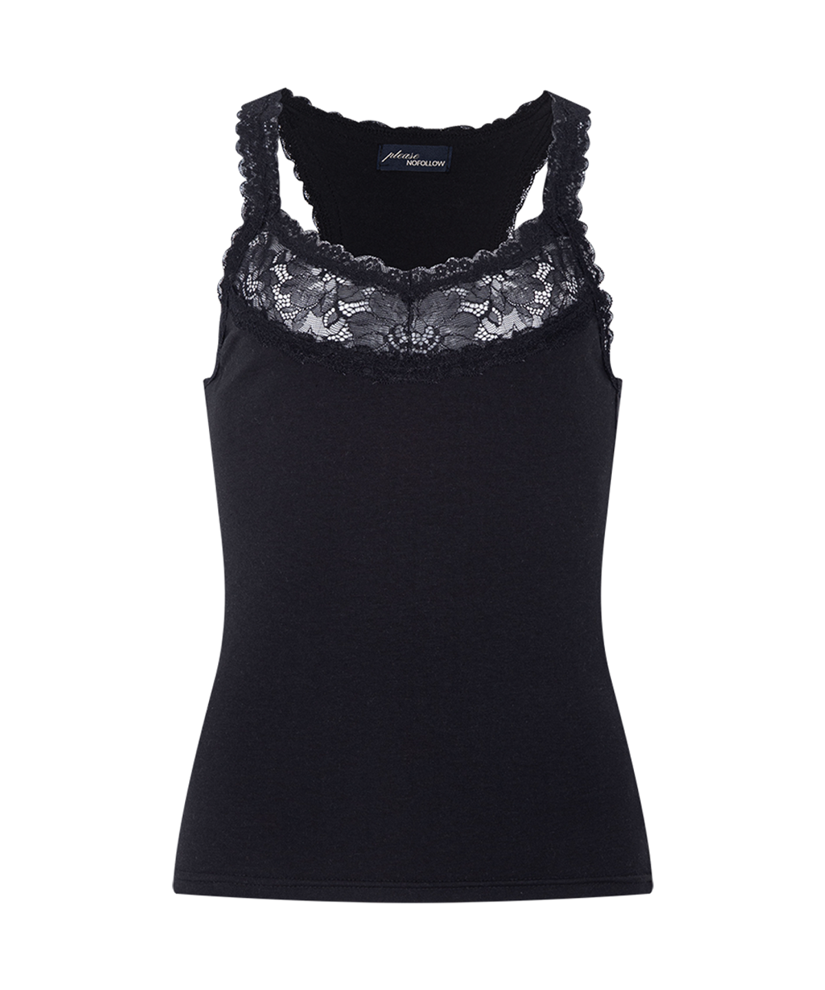 플리즈노팔로우(PLEASENOFOLLOW) Zuri Lace Sleeveless Top (Black)
