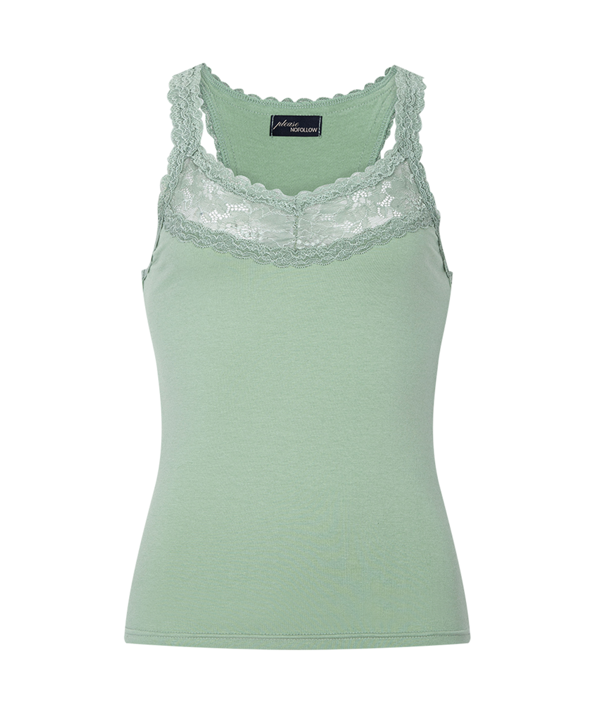 플리즈노팔로우(PLEASENOFOLLOW) Zuri Lace Sleeveless Top (Green)