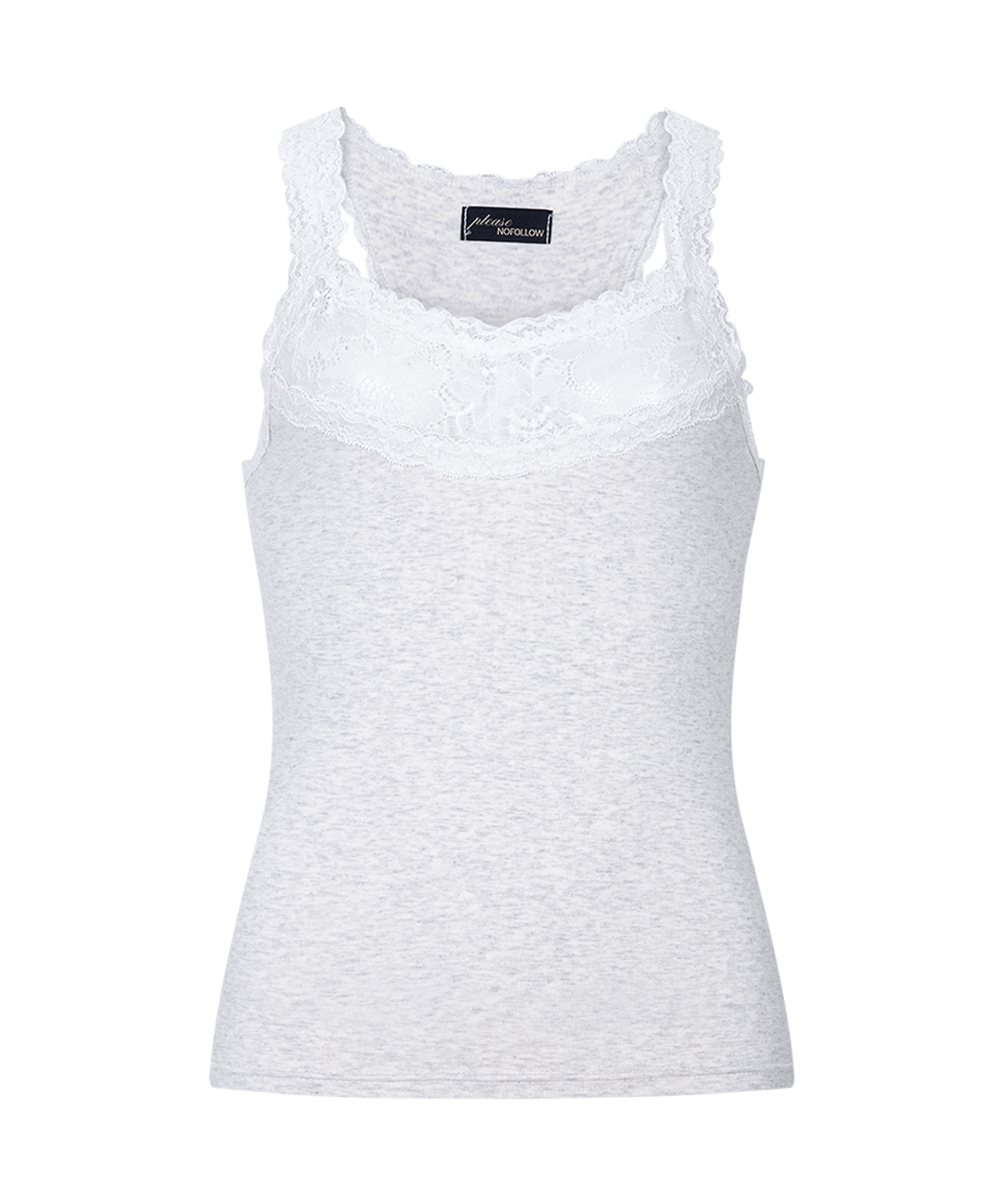 플리즈노팔로우(PLEASENOFOLLOW) Zuri Lace Sleeveless Top (White Melange)