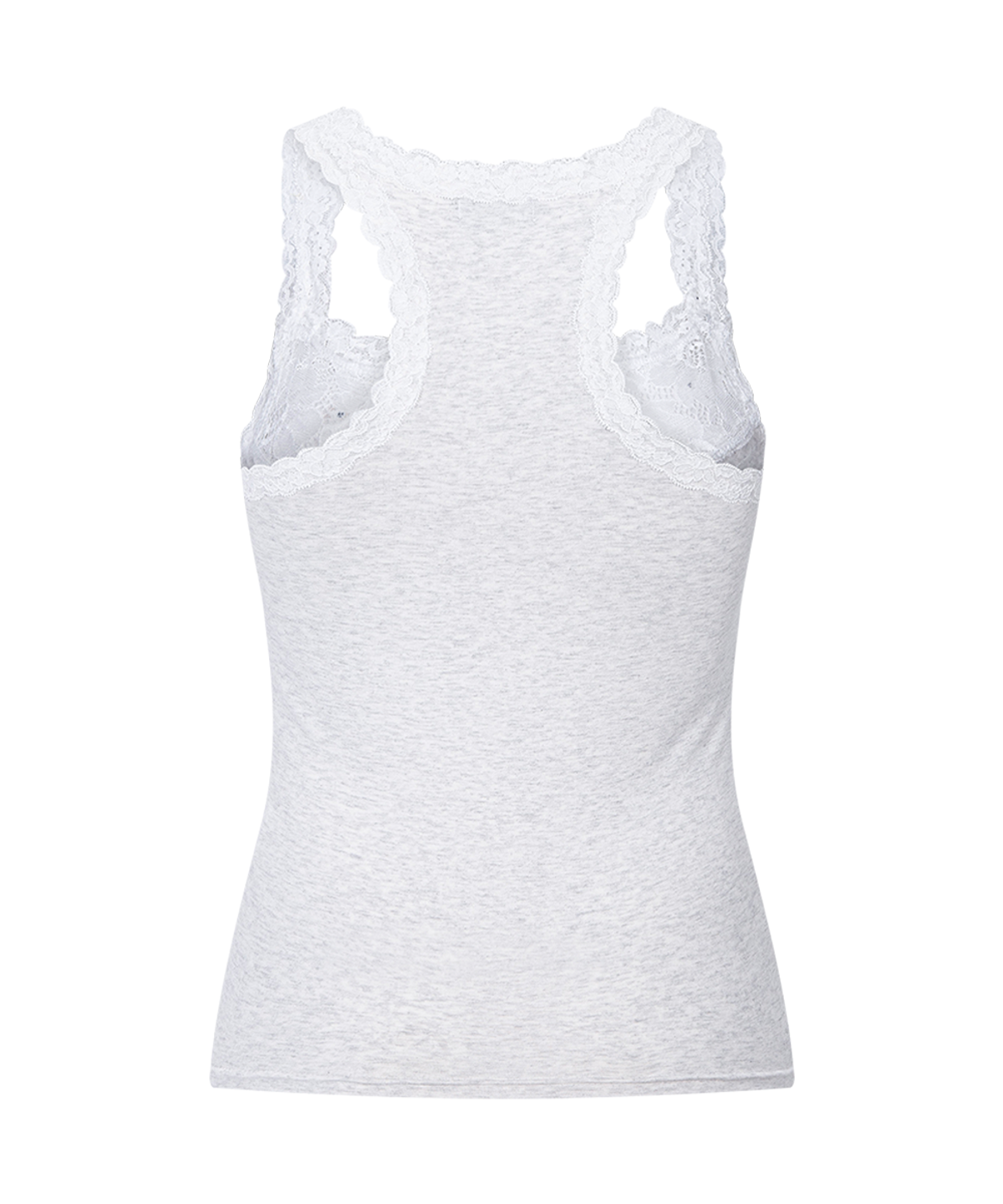 플리즈노팔로우(PLEASENOFOLLOW) Zuri Lace Sleeveless Top (White Melange)