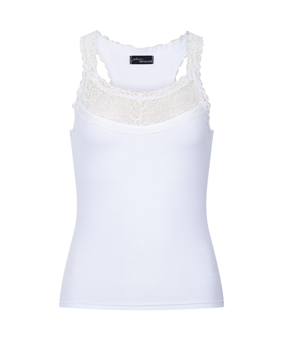 플리즈노팔로우(PLEASENOFOLLOW) Zuri Lace Sleeveless Top (White)