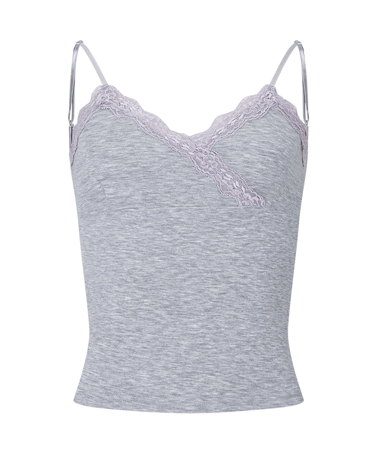 플리즈노팔로우(PLEASENOFOLLOW) Flora Lace Sleeveless Top (Melange Grey)