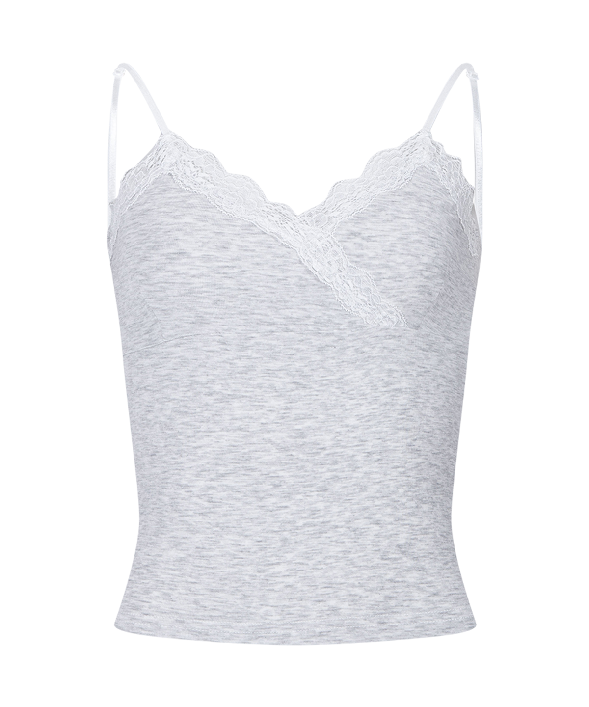 플리즈노팔로우(PLEASENOFOLLOW) Flora Lace Sleeveless Top (White Melange)