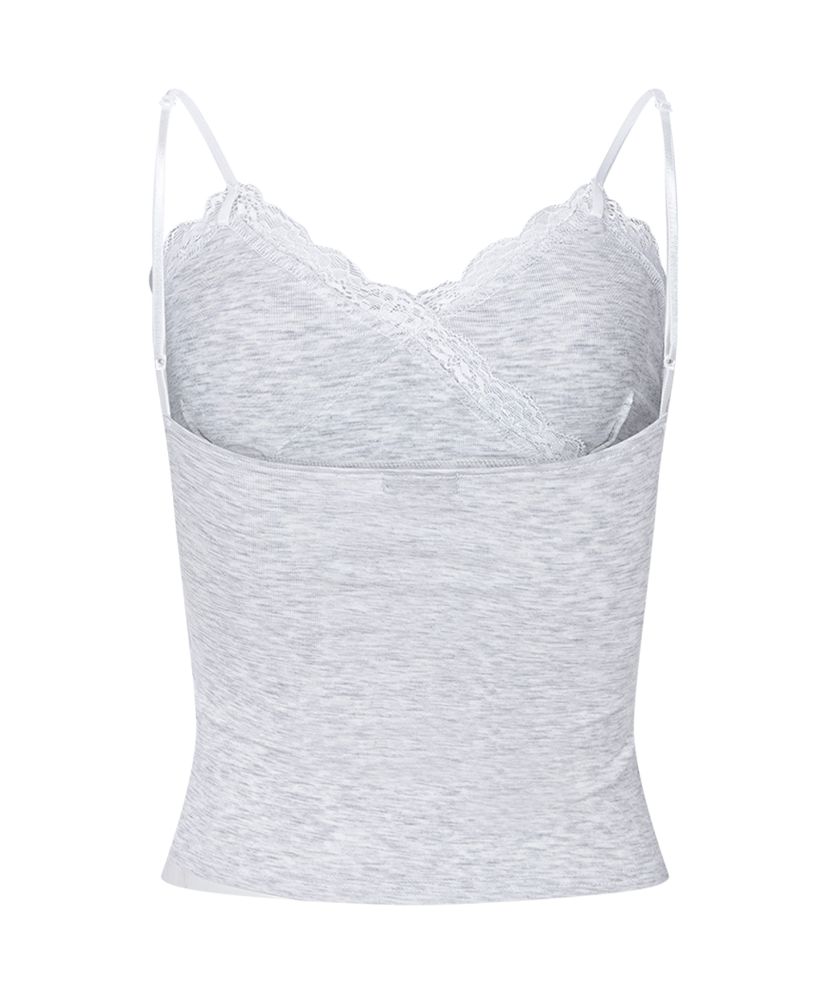 플리즈노팔로우(PLEASENOFOLLOW) Flora Lace Sleeveless Top (White Melange)