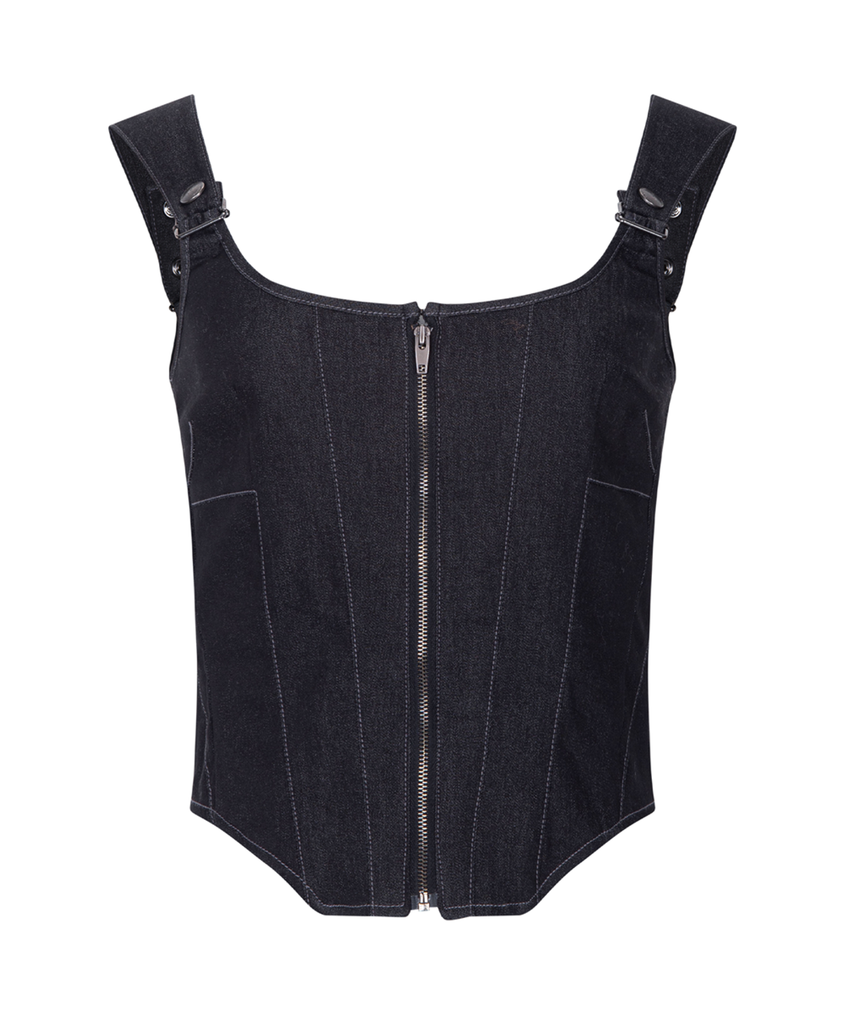 플리즈노팔로우(PLEASENOFOLLOW) Niv Panel Zip-Up Sleeveless Top (Indigo)