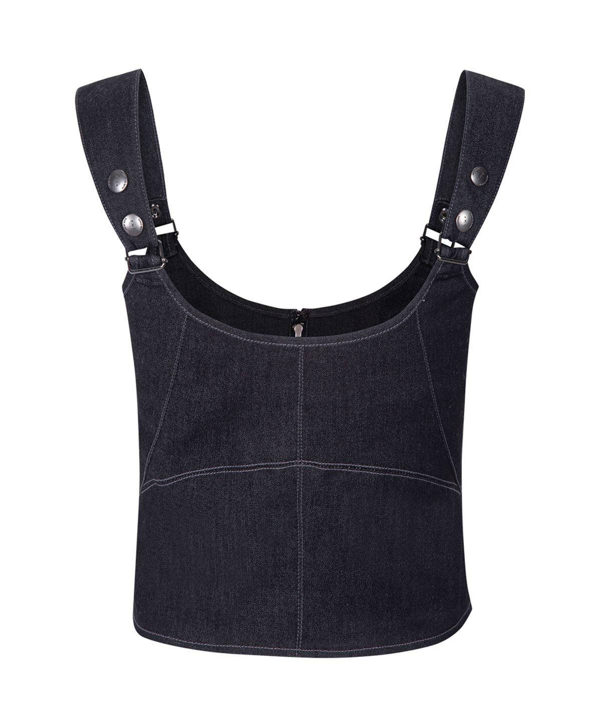 플리즈노팔로우(PLEASENOFOLLOW) Niv Panel Zip-Up Sleeveless Top (Indigo)