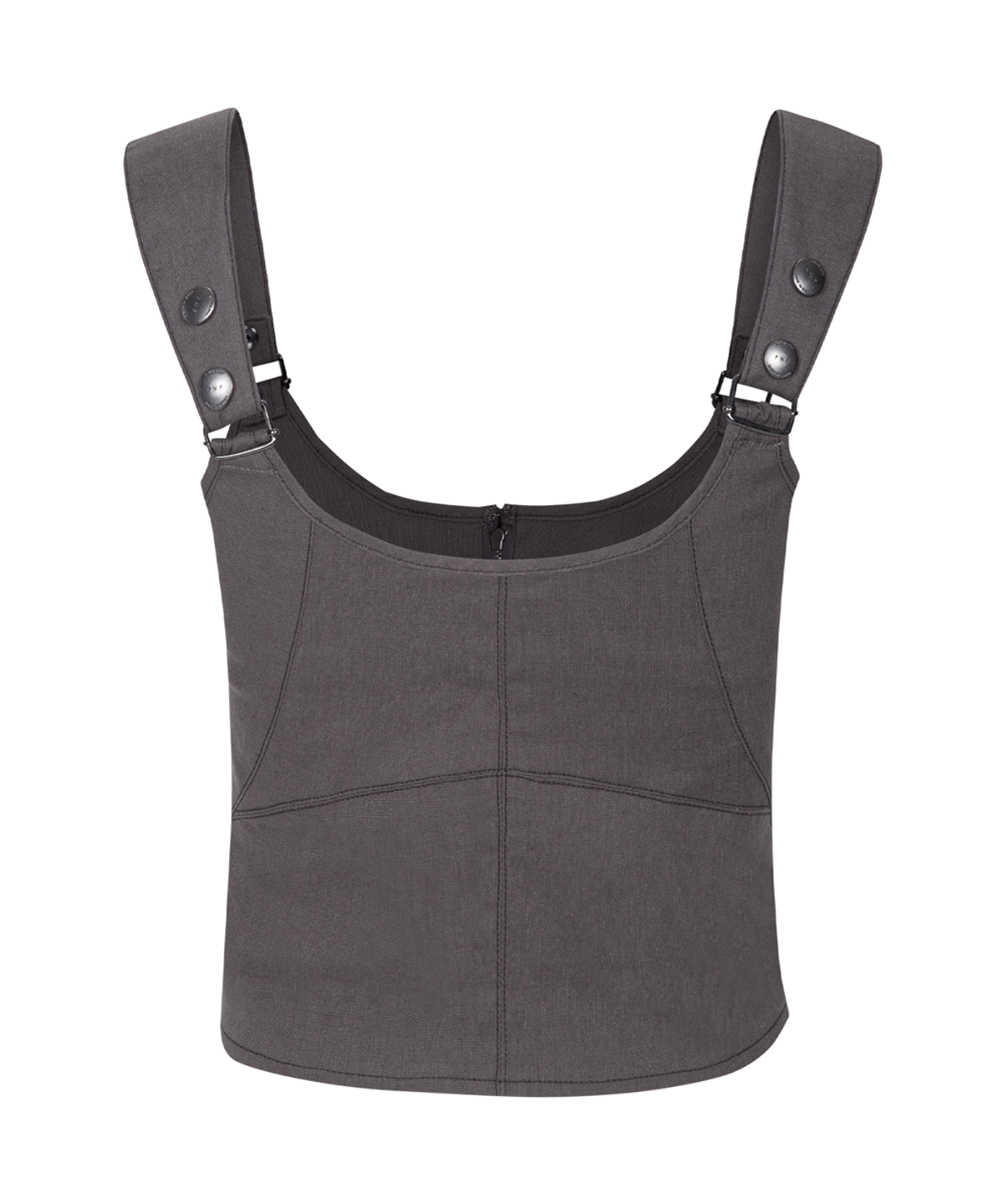 플리즈노팔로우(PLEASENOFOLLOW) Niv Panel Zip-Up Sleeveless Top (Khaki Grey)