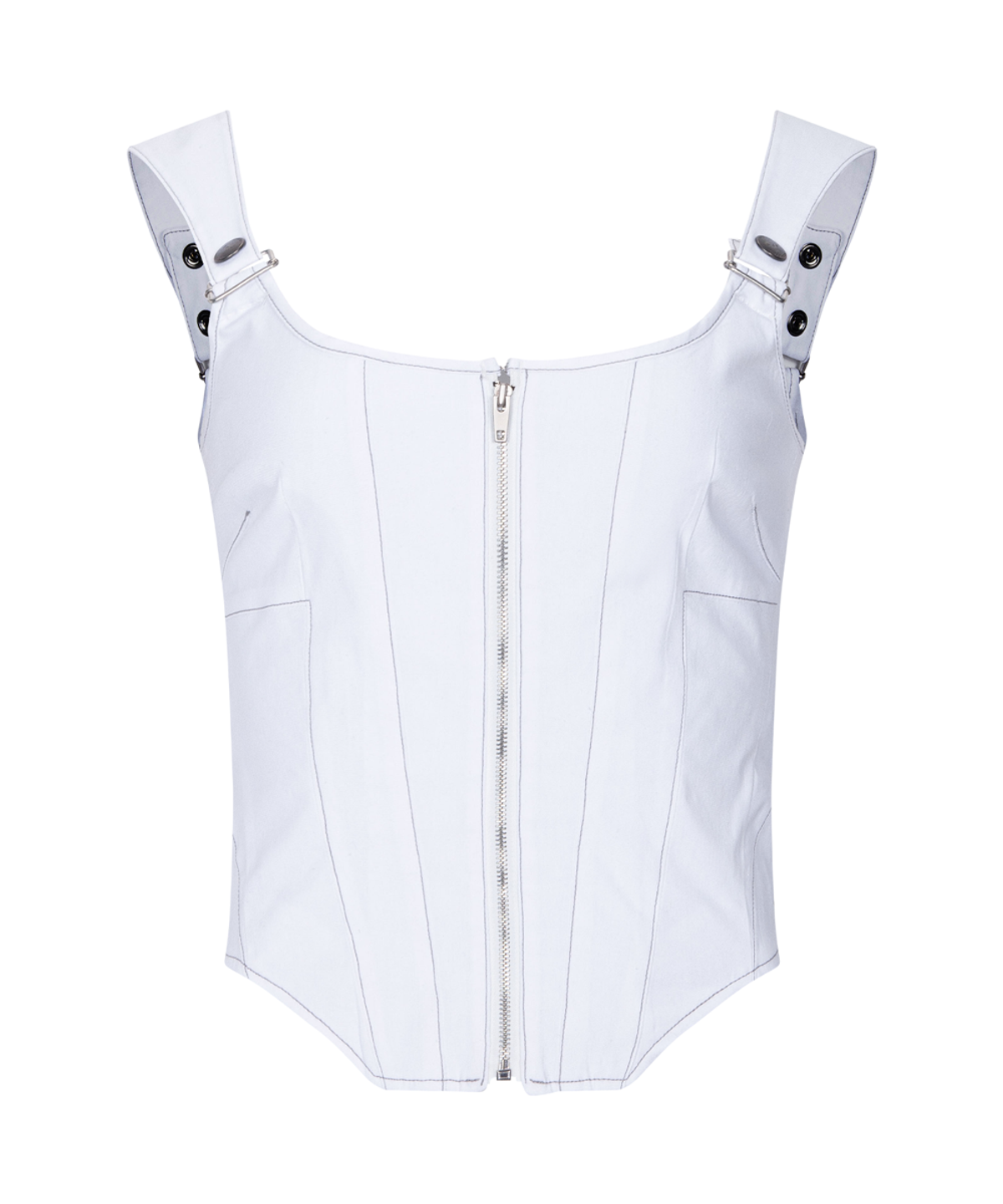 플리즈노팔로우(PLEASENOFOLLOW) Niv Panel Zip-Up Sleeveless Top (White)