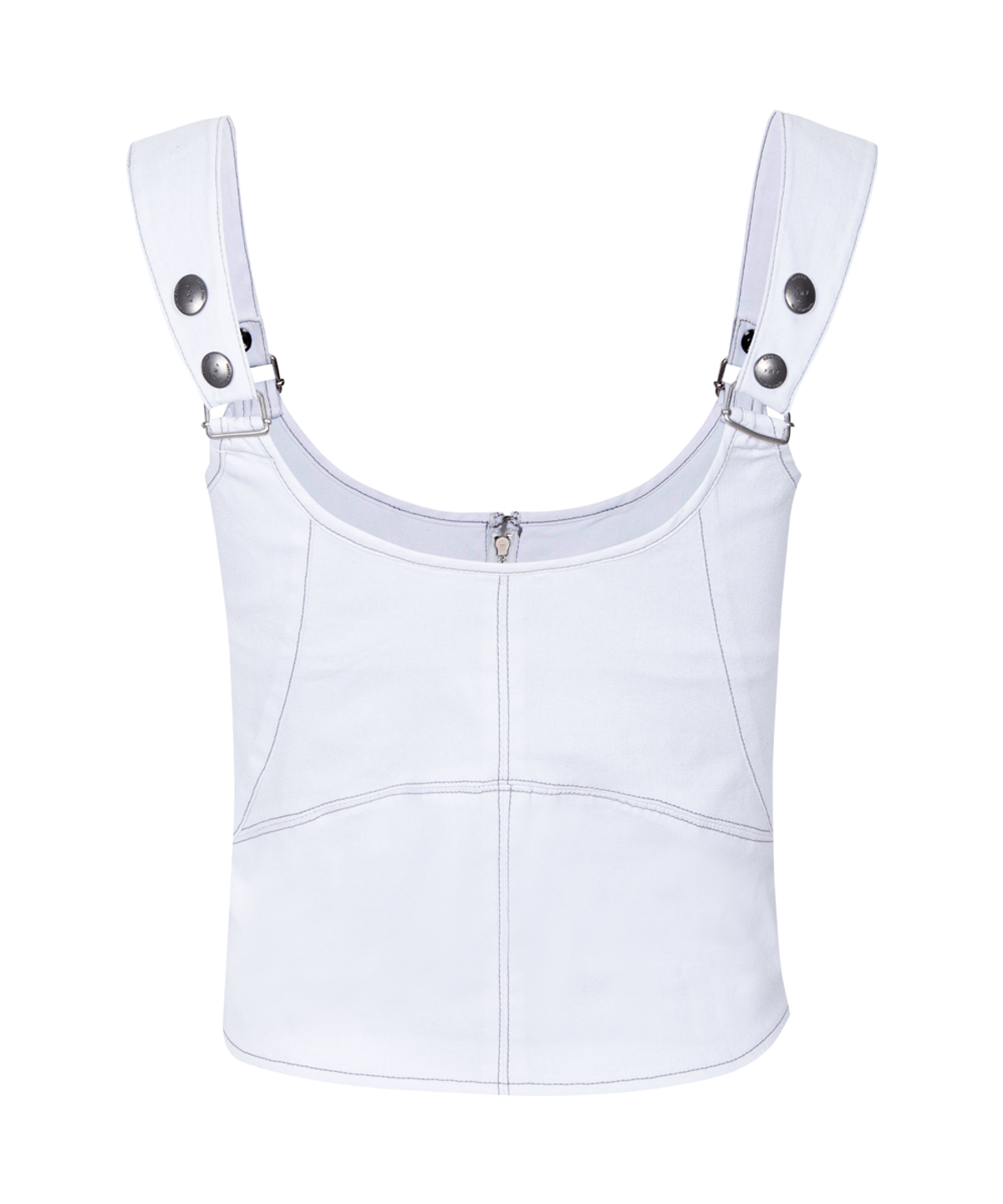 플리즈노팔로우(PLEASENOFOLLOW) Niv Panel Zip-Up Sleeveless Top (White)
