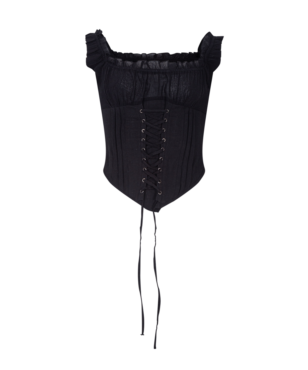 플리즈노팔로우(PLEASENOFOLLOW) Della Corset Shirt Top (Black)