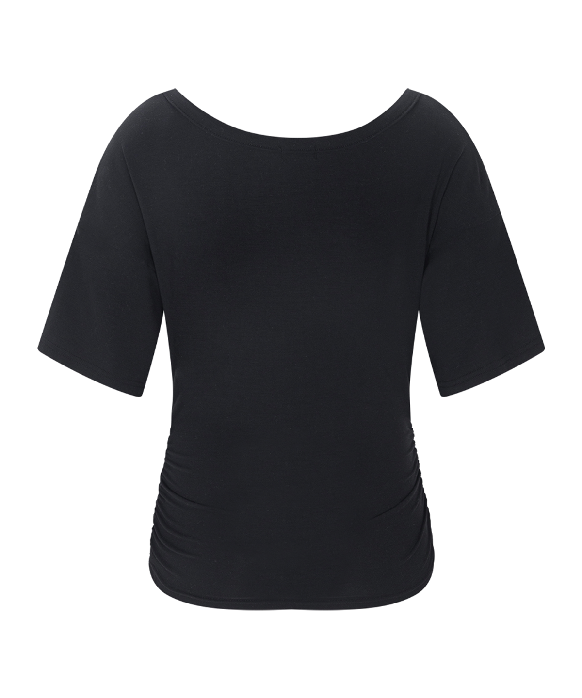 플리즈노팔로우(PLEASENOFOLLOW) Vin U-Neck Shirring Short Sleeve Top (Black)