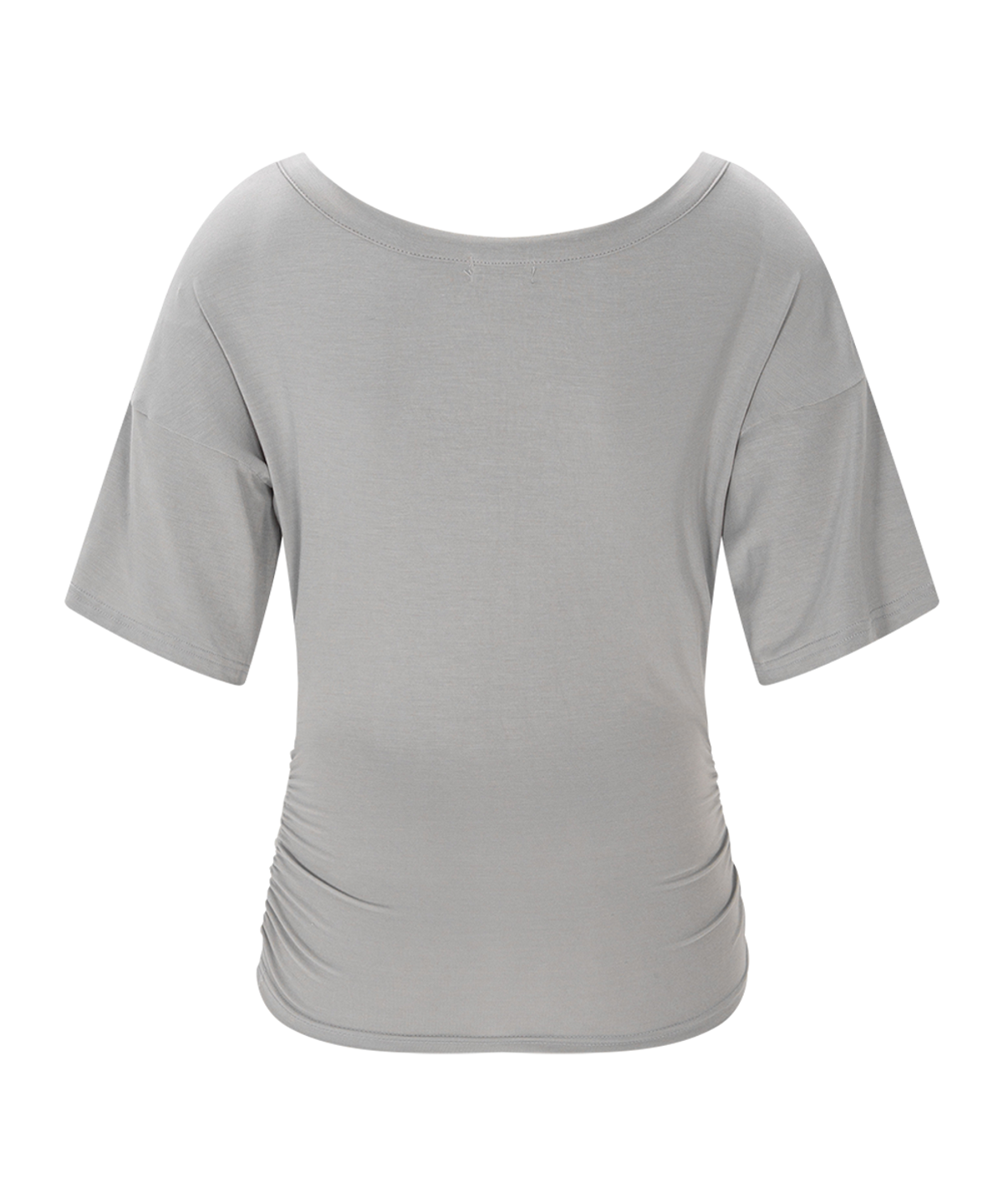 플리즈노팔로우(PLEASENOFOLLOW) Vin U-Neck Shirring Short Sleeve Top (Sand Grey)