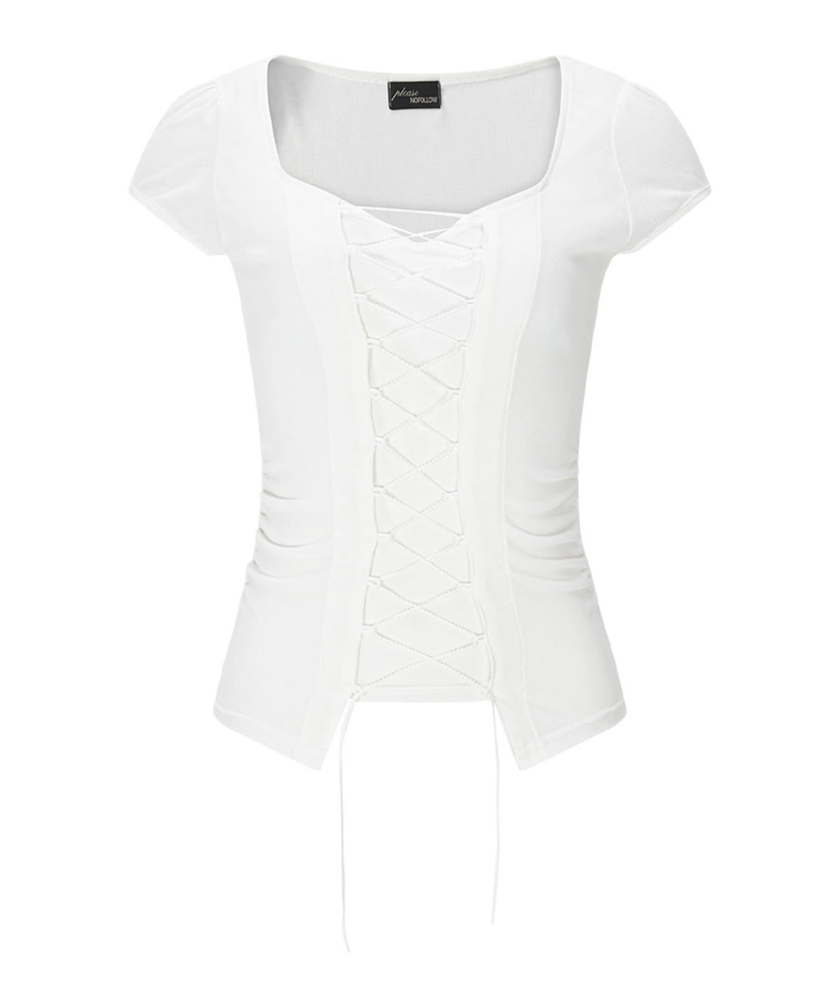 플리즈노팔로우(PLEASENOFOLLOW) Heren Corset Short Sleeve Top (Ivory)
