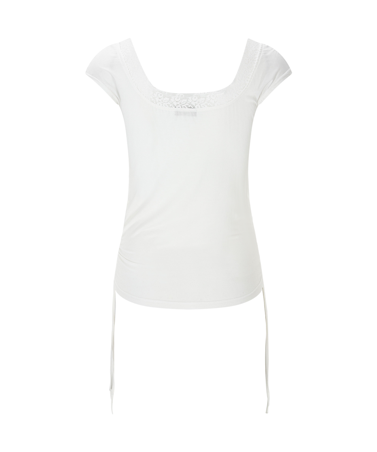 플리즈노팔로우(PLEASENOFOLLOW) Maya Lace Shirring Short Top (White)
