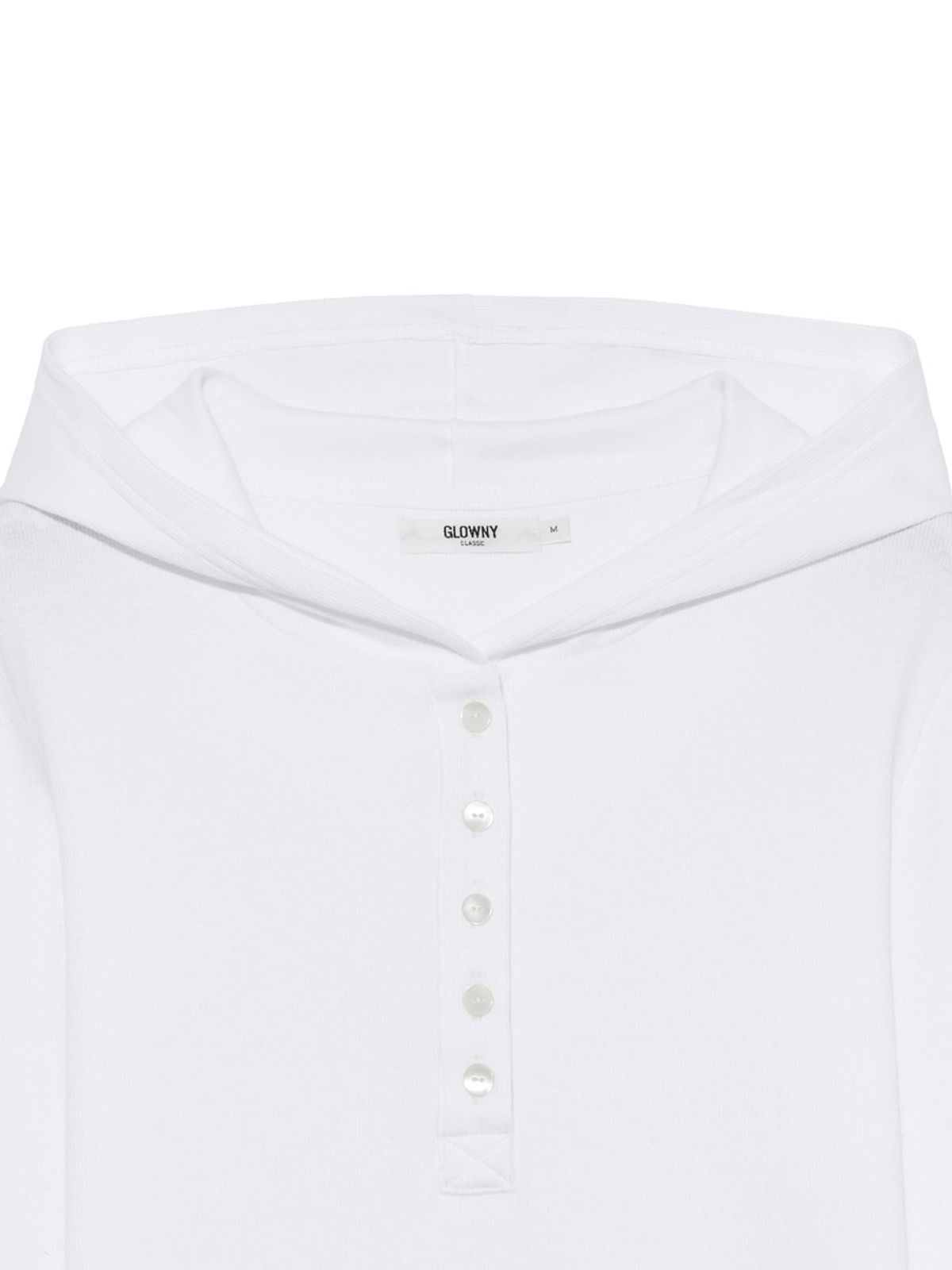 글로니(GLOWNY) G FINE BUTTON HOODIE (WHITE)
