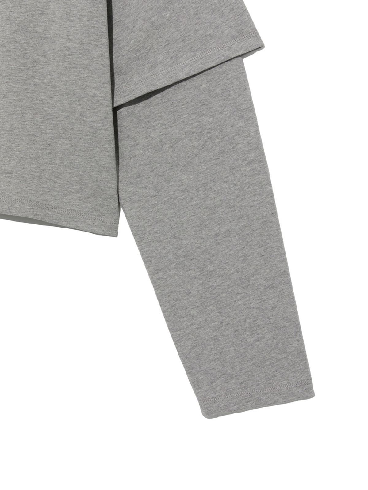 글로니(GLOWNY) G DOUBLE SLEEVE LETTER TEE (MELANGE GRAY)