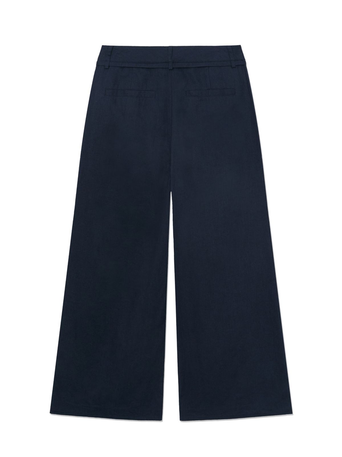 글로니(GLOWNY) G BELTED LINEN WIDE PANTS (NAVY)