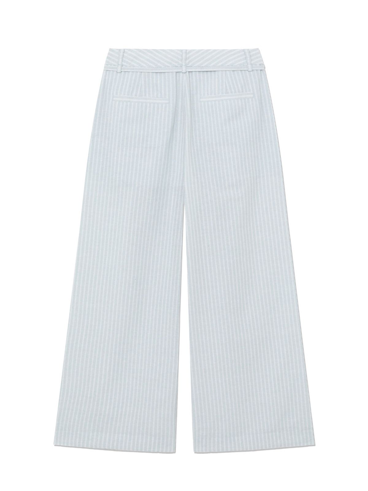 글로니(GLOWNY) G BELTED LINEN WIDE PANTS (BLUE)