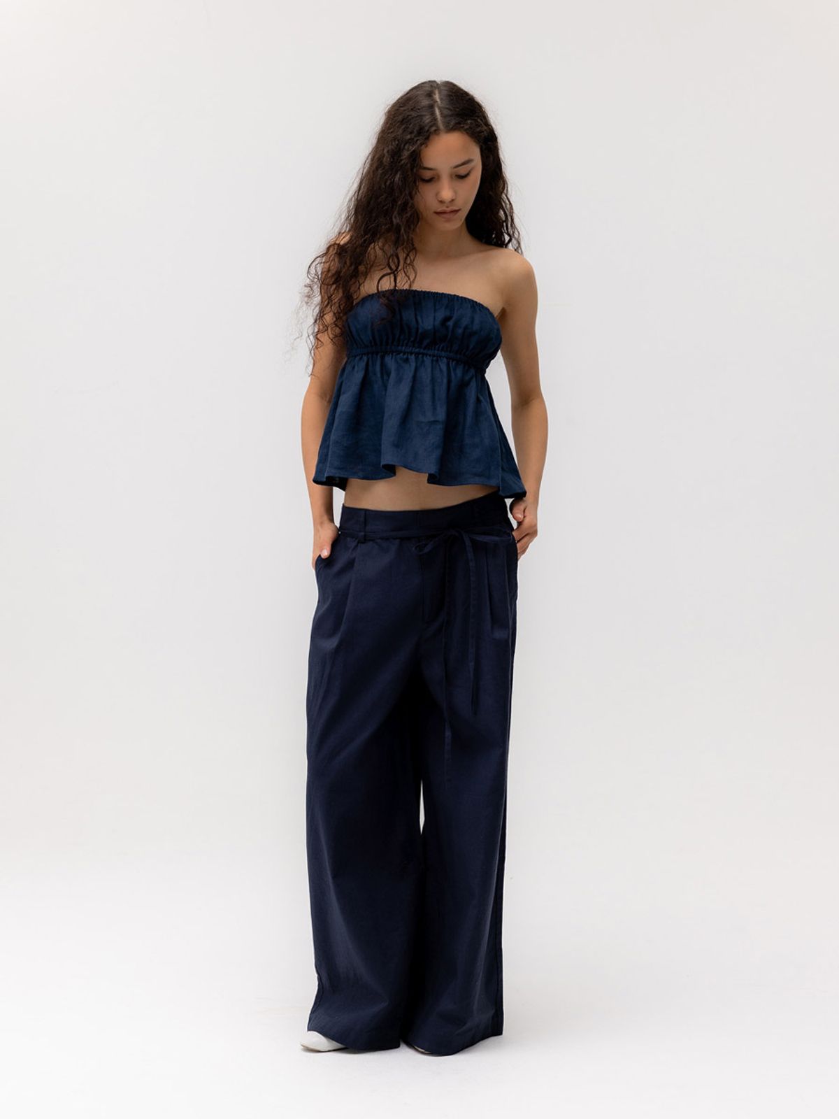 글로니(GLOWNY) G HARBOR LINEN TUBE (NAVY)