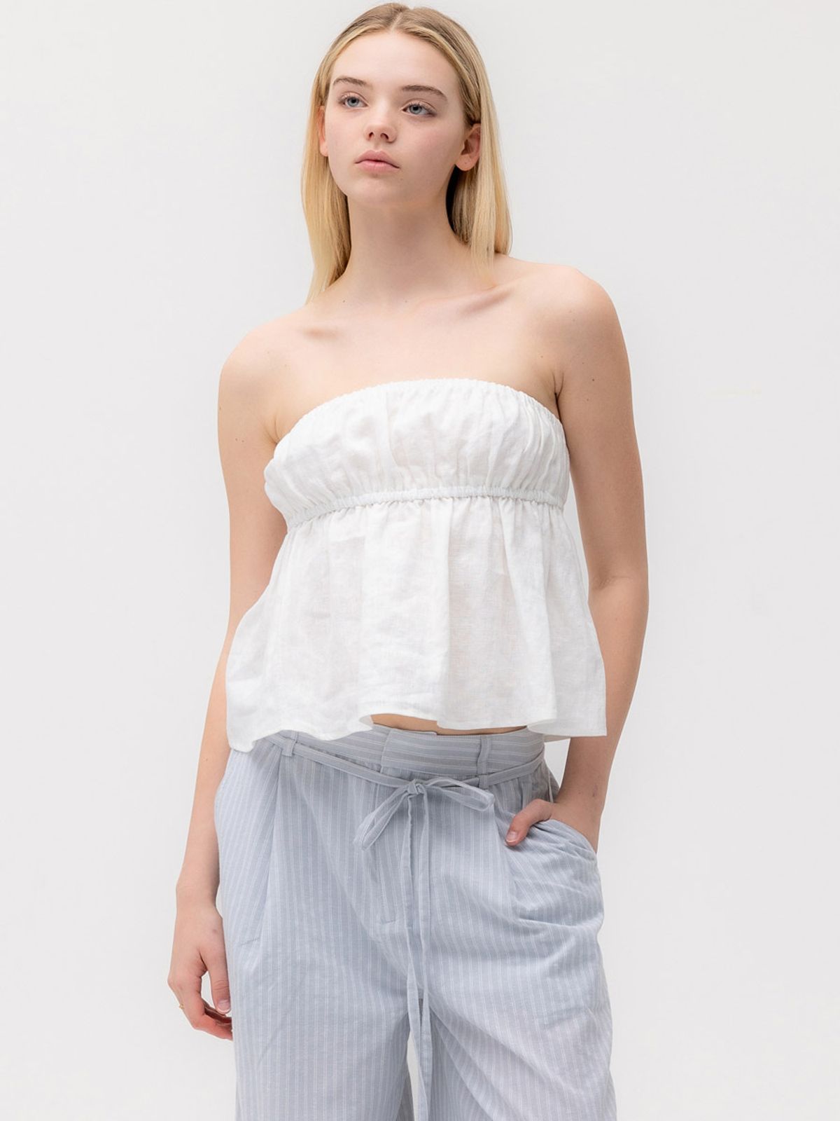 글로니(GLOWNY) G HARBOR LINEN TUBE (WHITE)