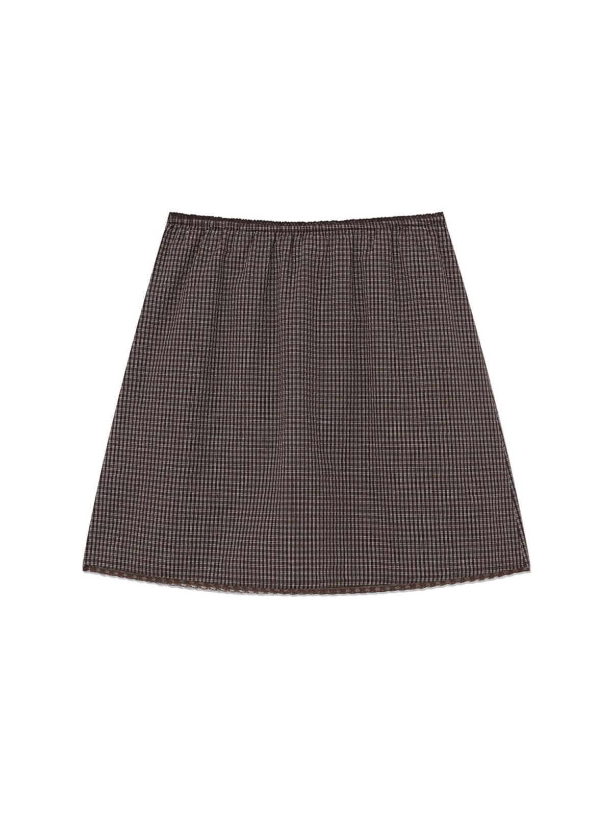 글로니(GLOWNY) G CLASSIC LACE-UP MIDI SKIRT (BROWN)