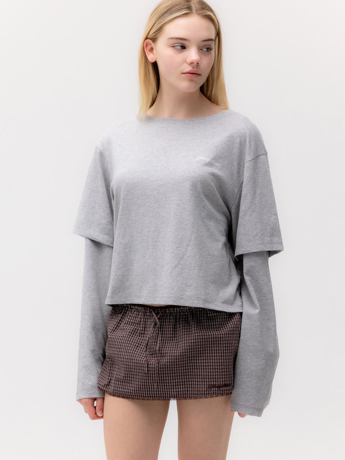 글로니(GLOWNY) G CLASSIC LACE-UP MINI SKIRT (BROWN)