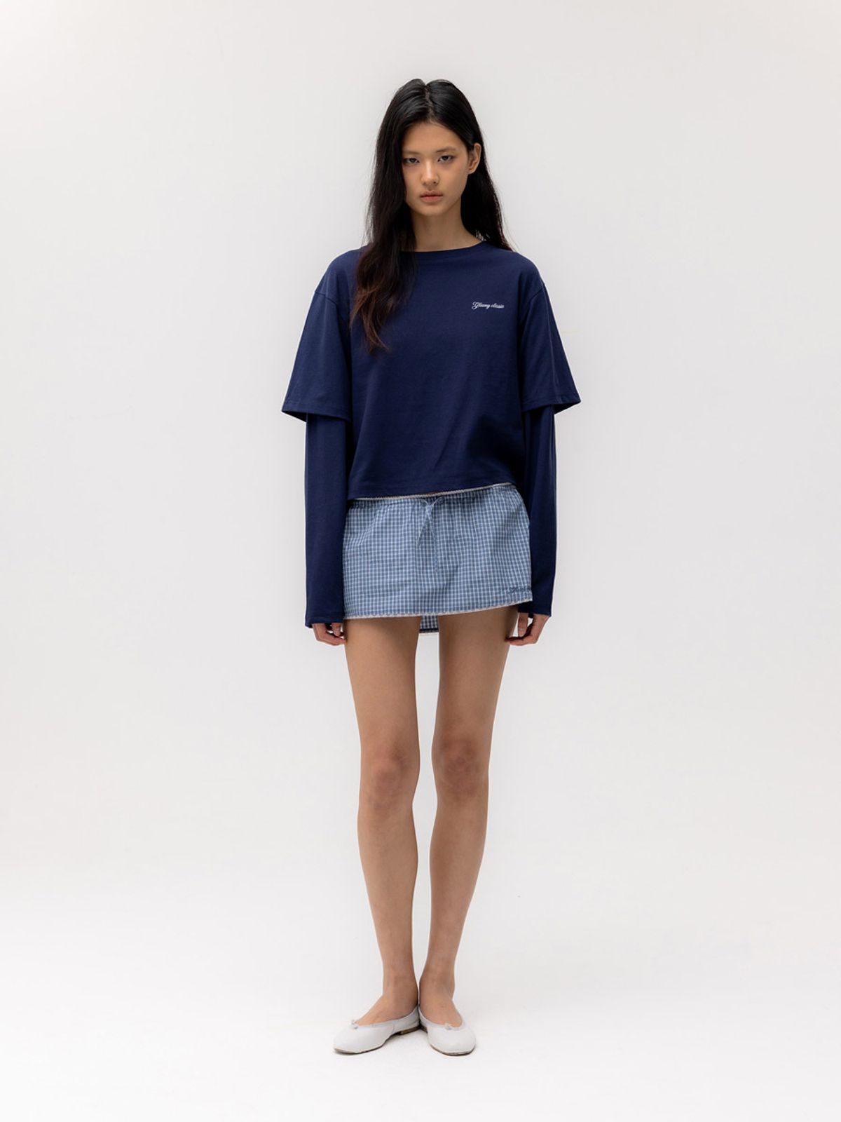 글로니(GLOWNY) G CLASSIC LACE-UP MINI SKIRT (BLUE)