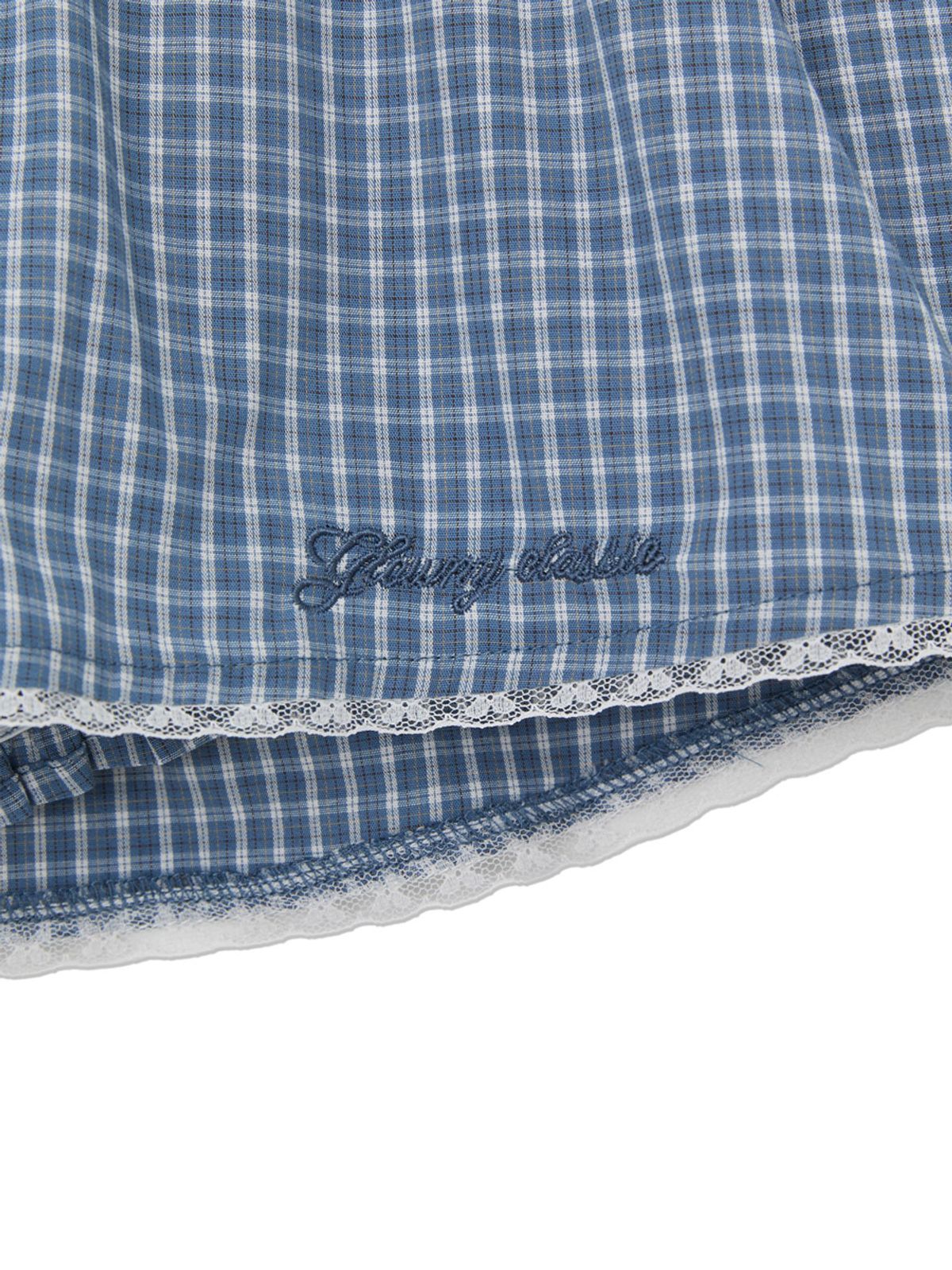글로니(GLOWNY) G CLASSIC LACE-UP MINI SKIRT (BLUE)