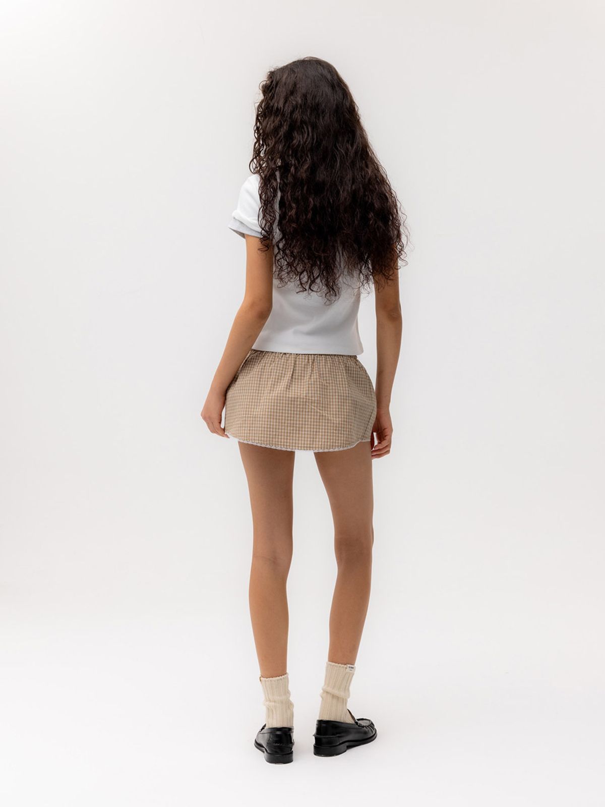 글로니(GLOWNY) G CLASSIC LACE-UP MINI SKIRT (BEIGE)