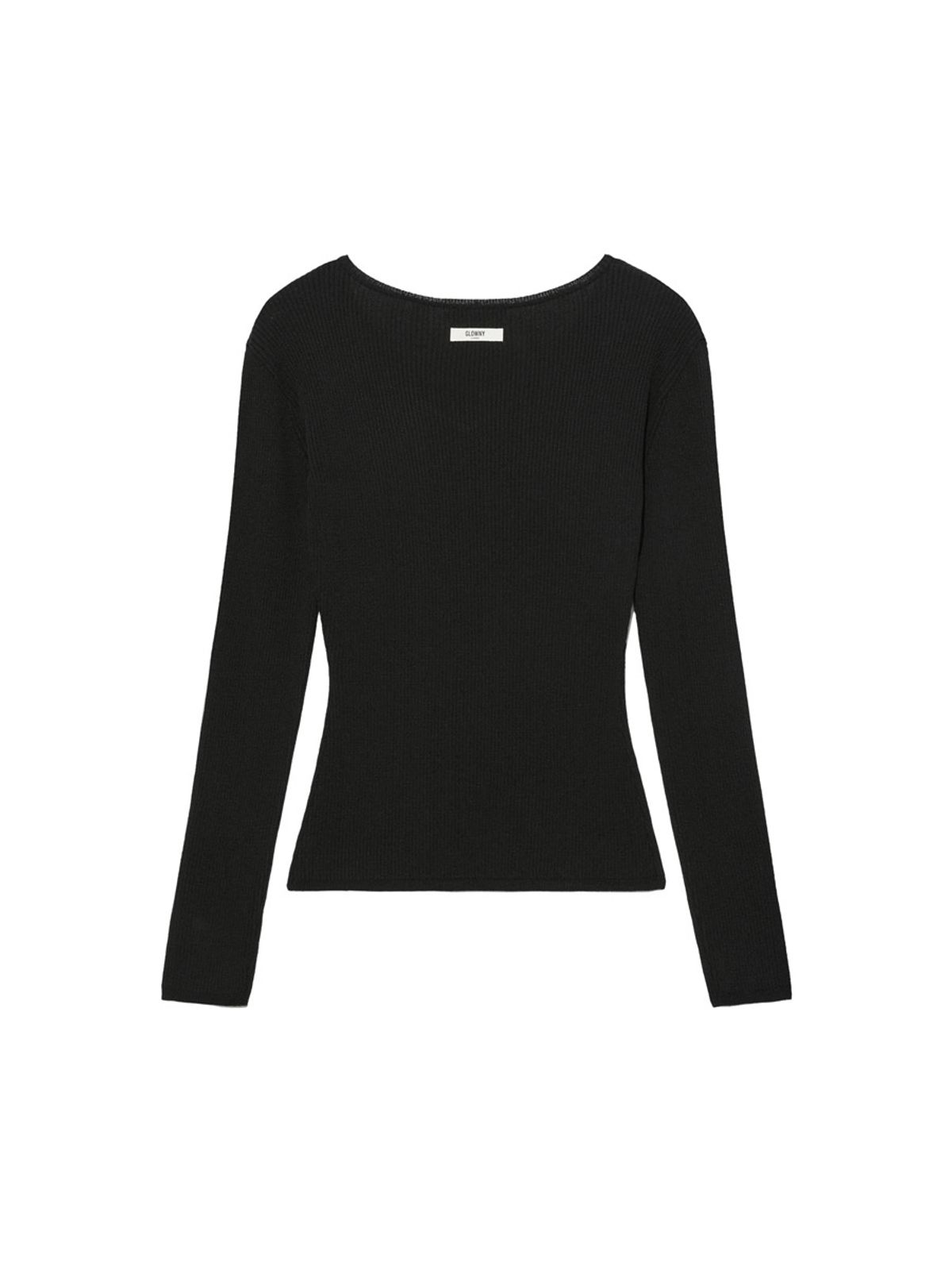 글로니(GLOWNY) G CLASSIC RIB V-NECK KNIT (BLACK)