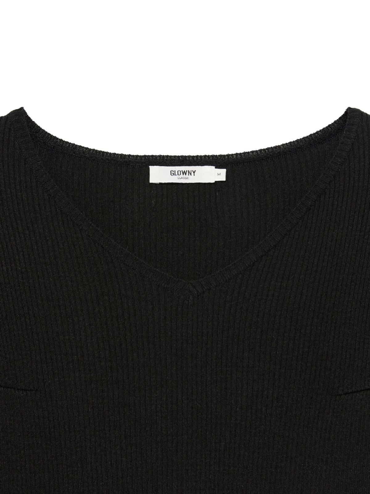 글로니(GLOWNY) G CLASSIC RIB V-NECK KNIT (BLACK)
