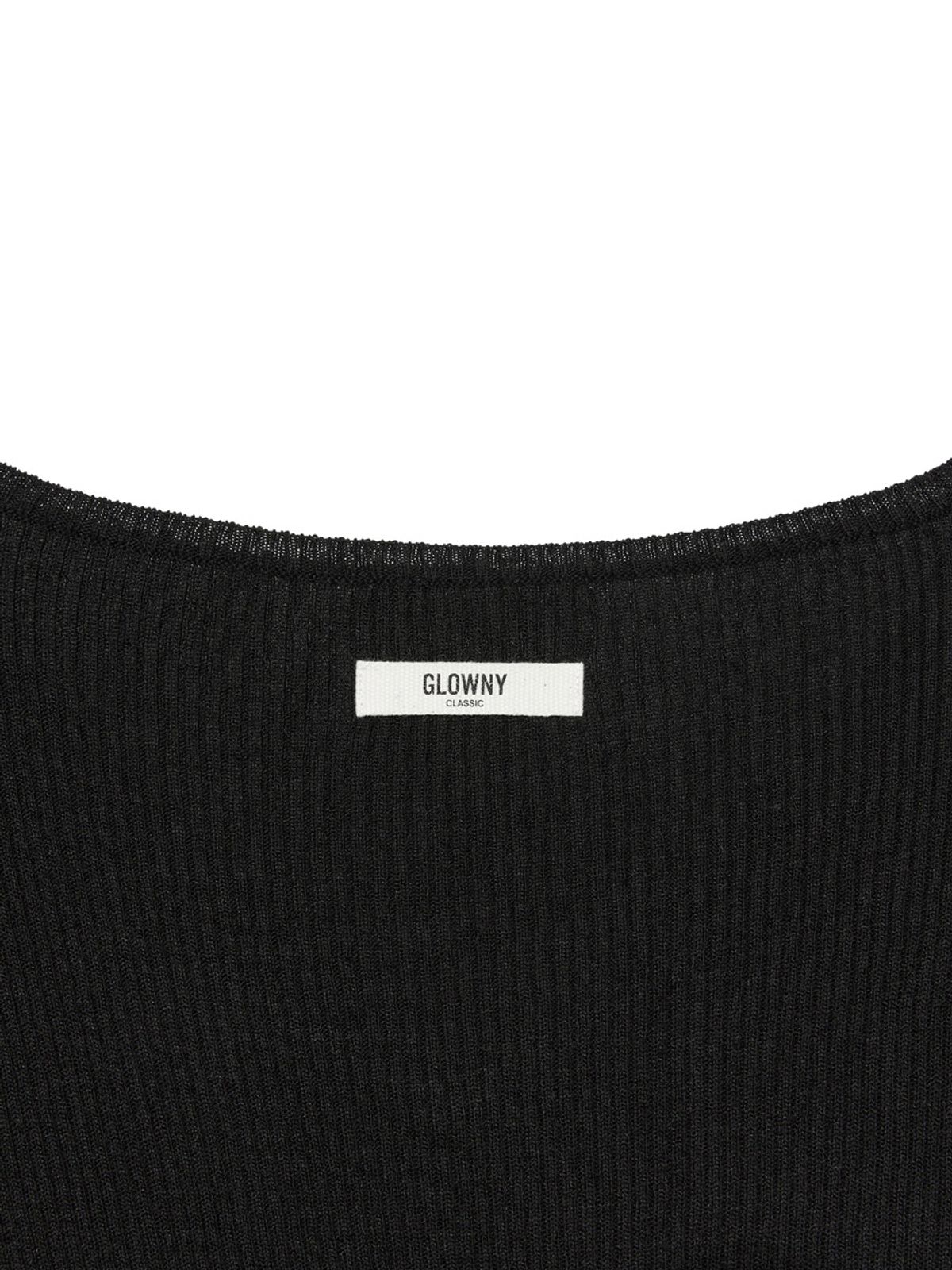 글로니(GLOWNY) G CLASSIC RIB V-NECK KNIT (BLACK)
