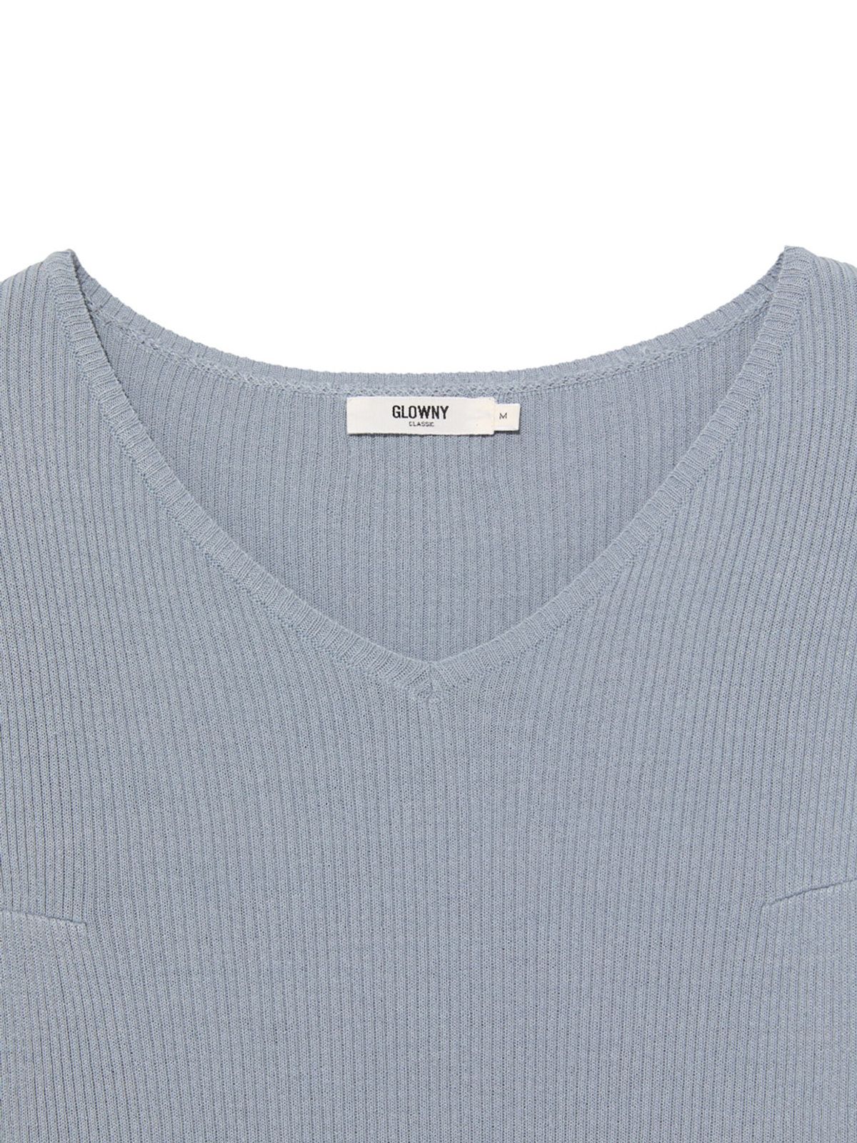 글로니(GLOWNY) G CLASSIC RIB V-NECK KNIT (BLUE)
