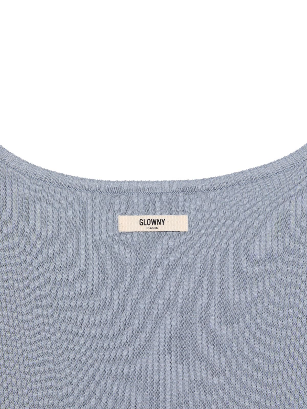 글로니(GLOWNY) G CLASSIC RIB V-NECK KNIT (BLUE)