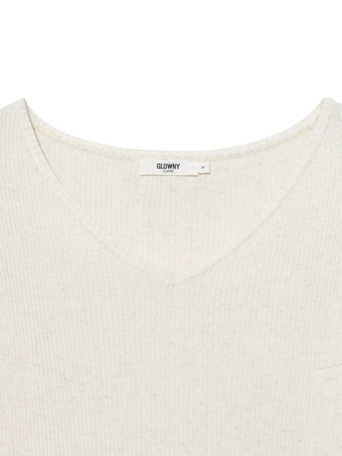 글로니(GLOWNY) G CLASSIC RIB V-NECK KNIT (OATMEAL)